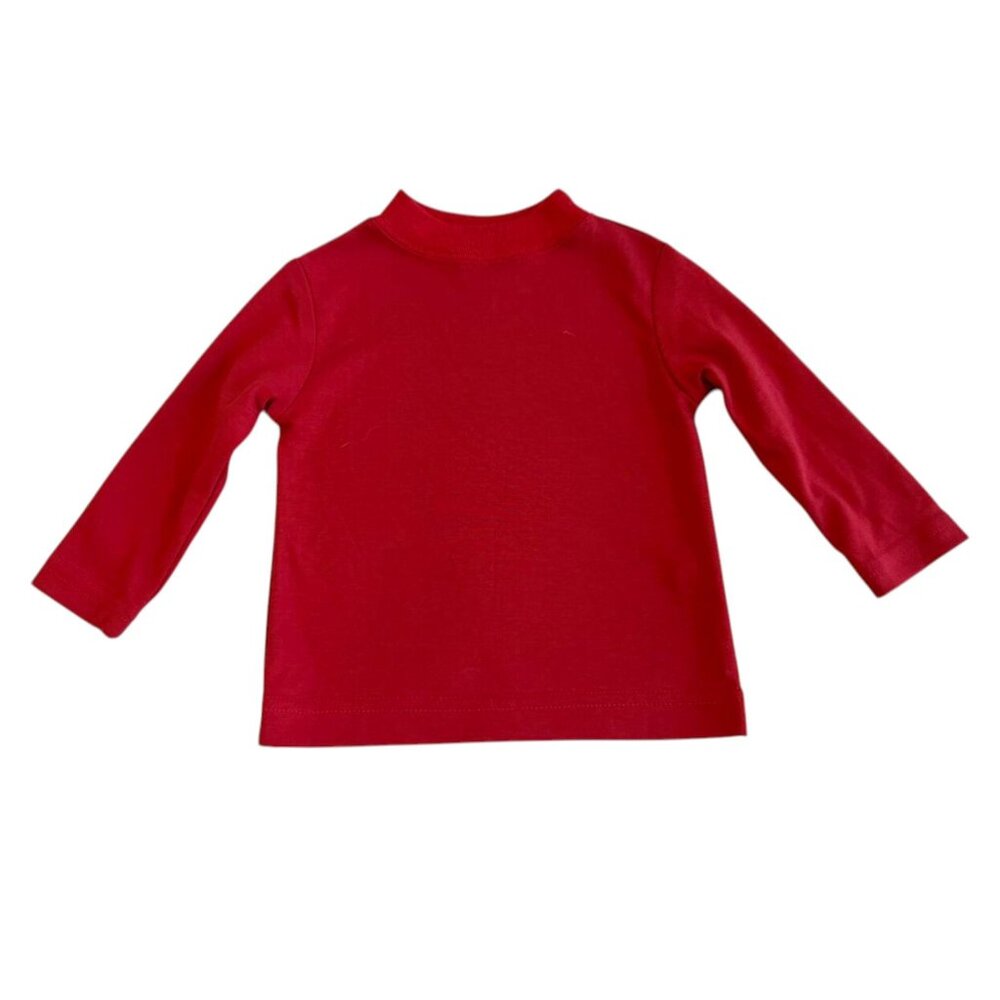 Petit Bebe Mock Neck Shirt Baby Boys Dark Red Long Sleeve Cotton Pullover Sz 9M